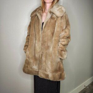 Vintage 70's Mar-Del By Rice Faux Fur Coat Tan Color